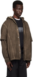 Han Kjobenhavn Brown Washed Layered Denim Hoodie