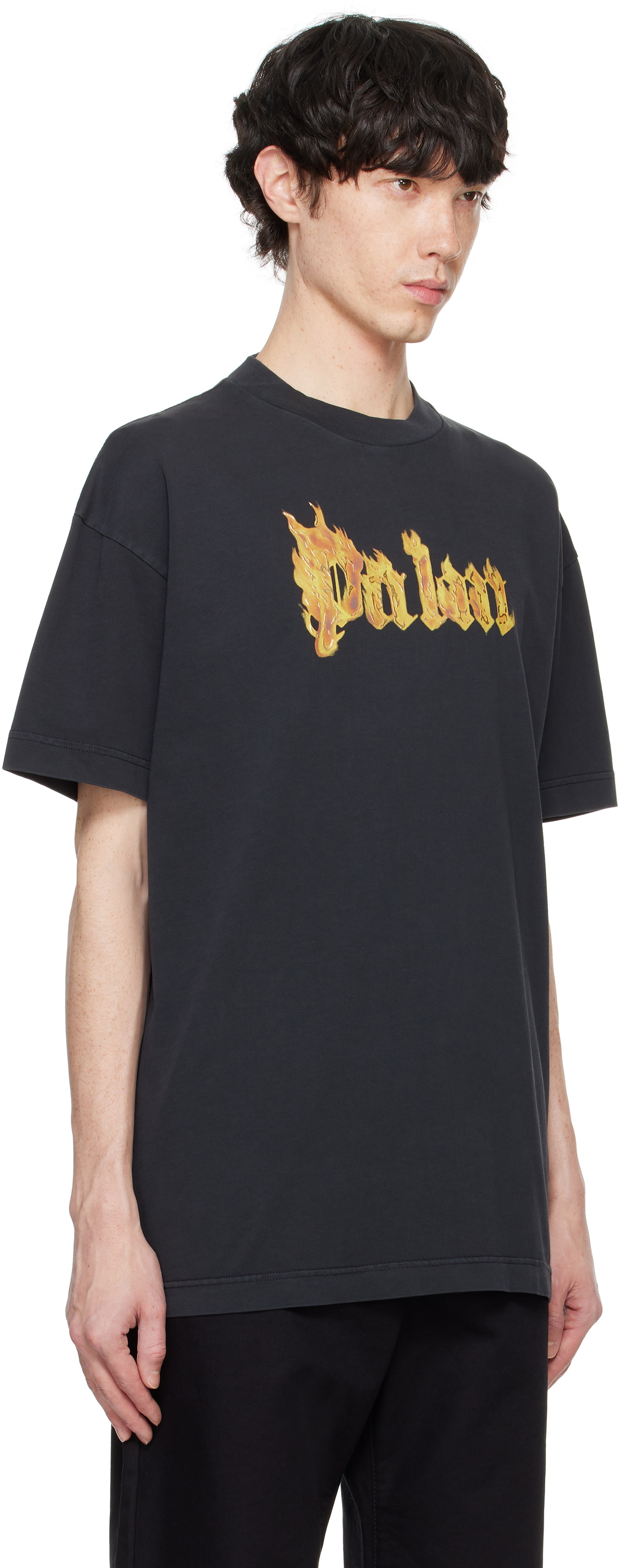 Palm Angels Black Burning Logo T-shirt Palm Angels