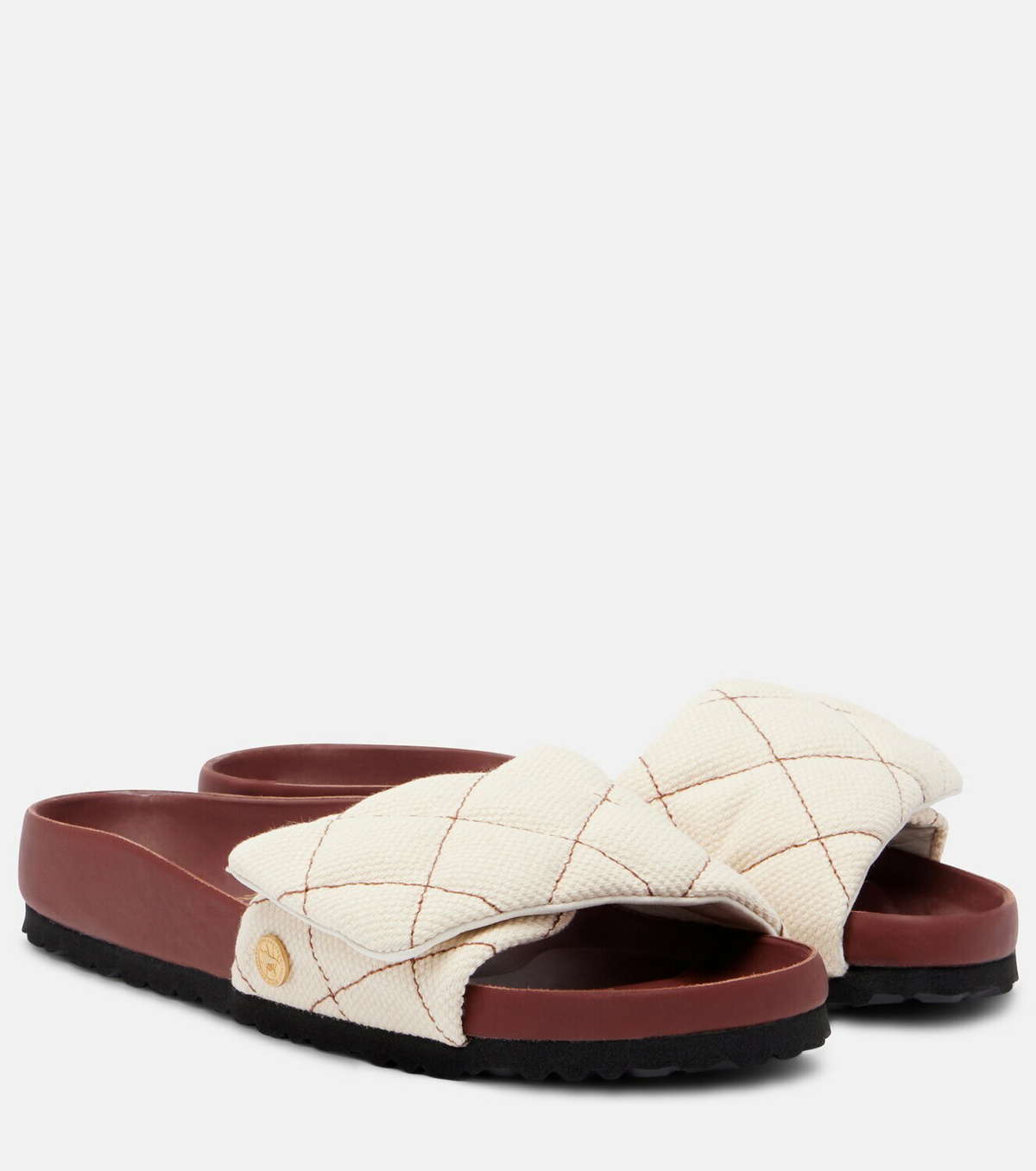 Birkenstock 1774 Sylt leather-trimmed quilted canvas slides