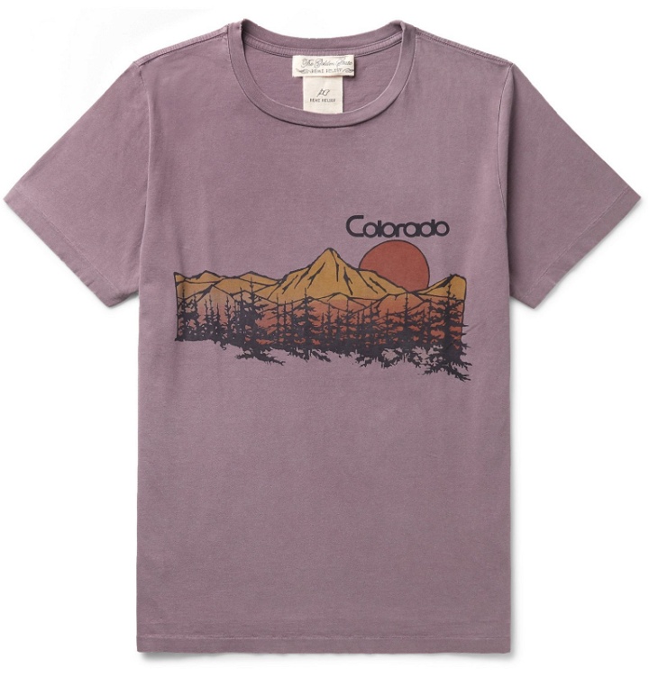 Photo: Remi Relief - Distressed Printed Cotton-Jersey T-Shirt - Purple