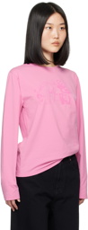 MM6 Maison Margiela Pink Graphic Long Sleeve T-Shirt