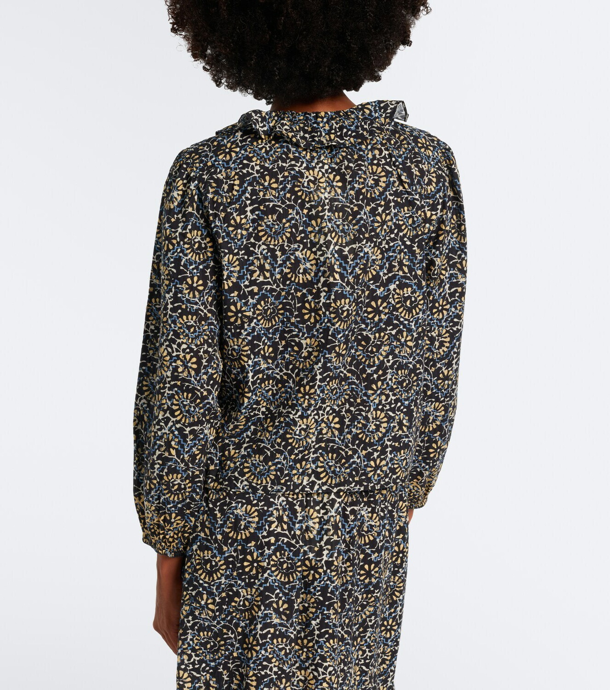 Ulla Johnson Siena printed ruffled cotton-blend top