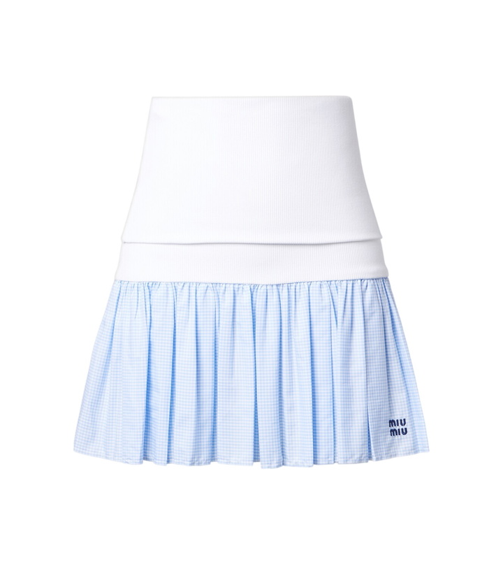 Photo: Miu Miu Gingham jersey and poplin miniskirt