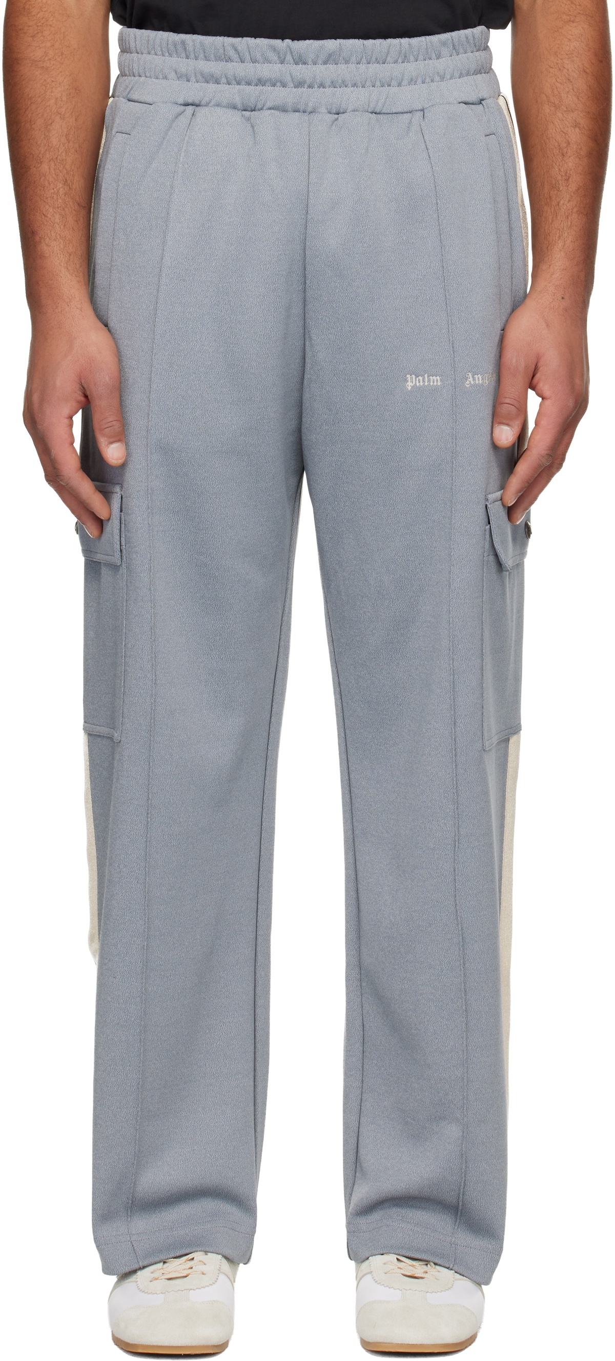 Palm Angels Gray Classic Logo Cargo Track Pants