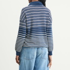 Faithfull The Brand Women's Harlow Oversized Polo Top in Scandi Stripe Navy Cream