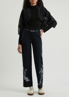 High Joyful Cropped Lace Cardigan Navy