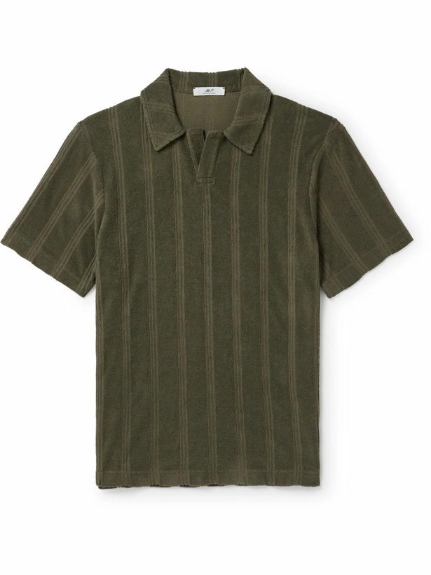 Photo: Mr P. - Striped Cotton-Terry Polo Shirt - Green