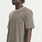 Folk Men's 1x1 Stripe T-Shirt in Espresso/Stone
