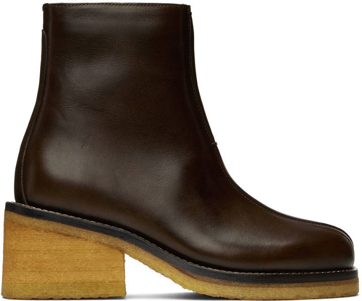 Photo: LEMAIRE Brown Piped Ankle Boots