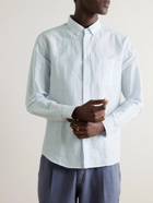 Folk - Button-Down Collar Striped Cotton and Linen-Blend Shirt - Blue