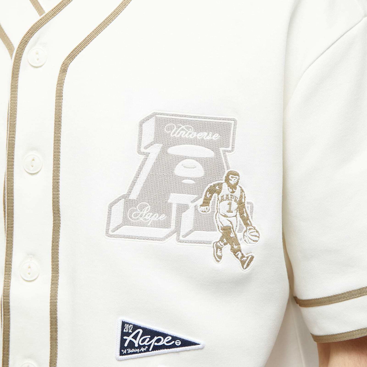 Men's AAPE College Baseball Shirt in Ivory AAPE by A Bathing Ape