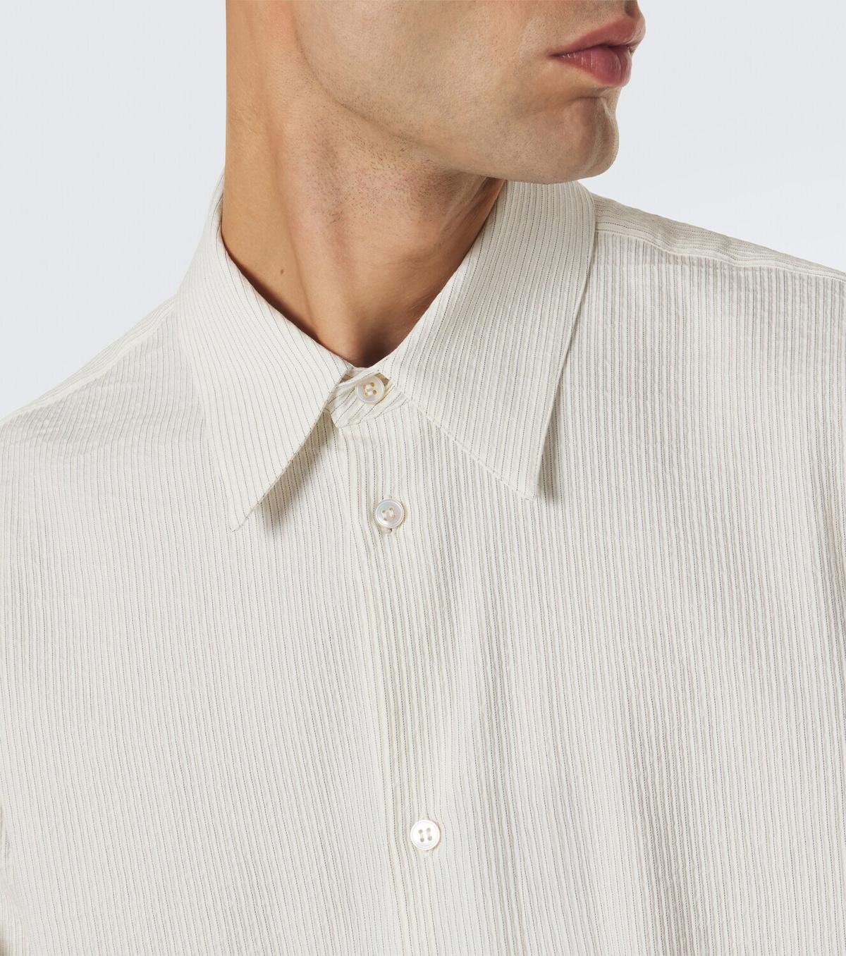 Studio Nicholson View striped cotton and linen shirt