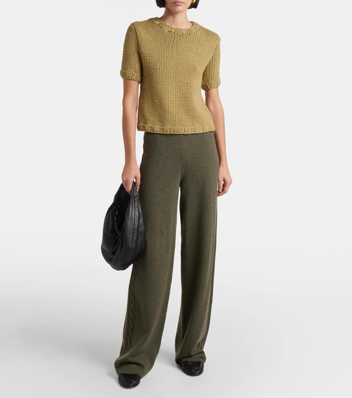 CO Ribbed-knit cotton-blend top
