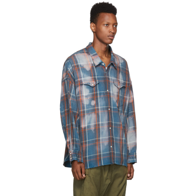 R13 Blue Oversized Plaid Cowboy Shirt R13