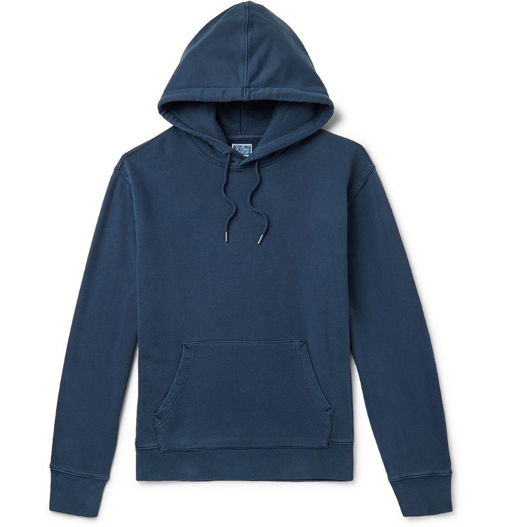 Photo: J.Crew - Garment-Dyed Loopback Cotton-Jersey Hoodie - Blue