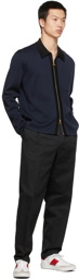 Dunhill Navy Silk Zip Cardigan