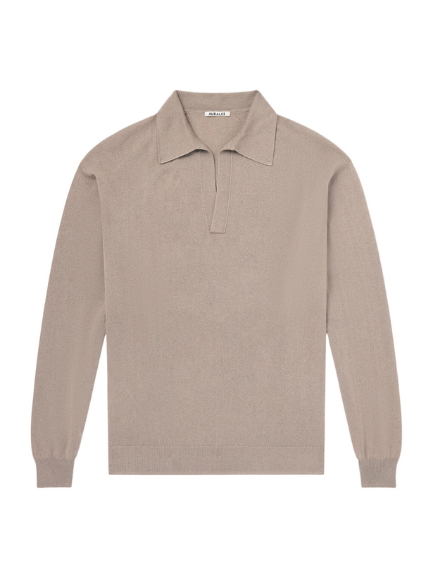 Photo: Auralee - Open-Collar Cashmere and Silk-Blend Polo Shirt - Brown