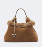 Tod's T Timeless shearling-lined suede tote bag