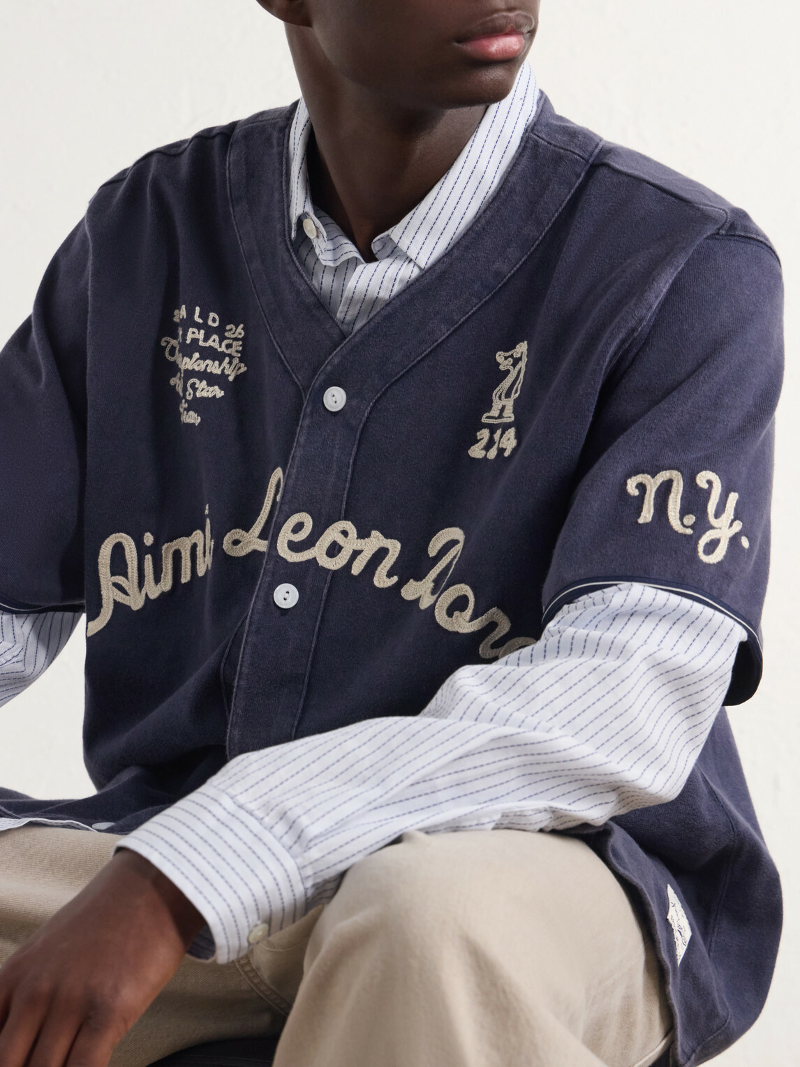 Aimé Leon Dore - Logo-Embroidered Cotton Shirt - Blue