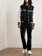 Givenchy - Logo-Embroidered Wool-Blend and Leather Bomber Jacket - Black