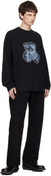 We11done Black Pearl Necklace Teddy Long Sleeve T-shirt