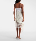 Alessandra Rich Lace-trimmed silk georgette midi dress