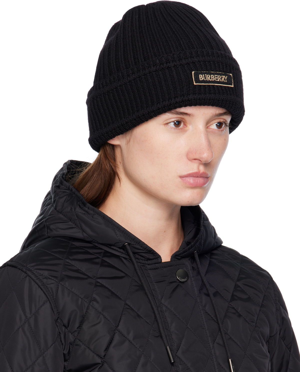 Burberry Black Logo Wool Beanie