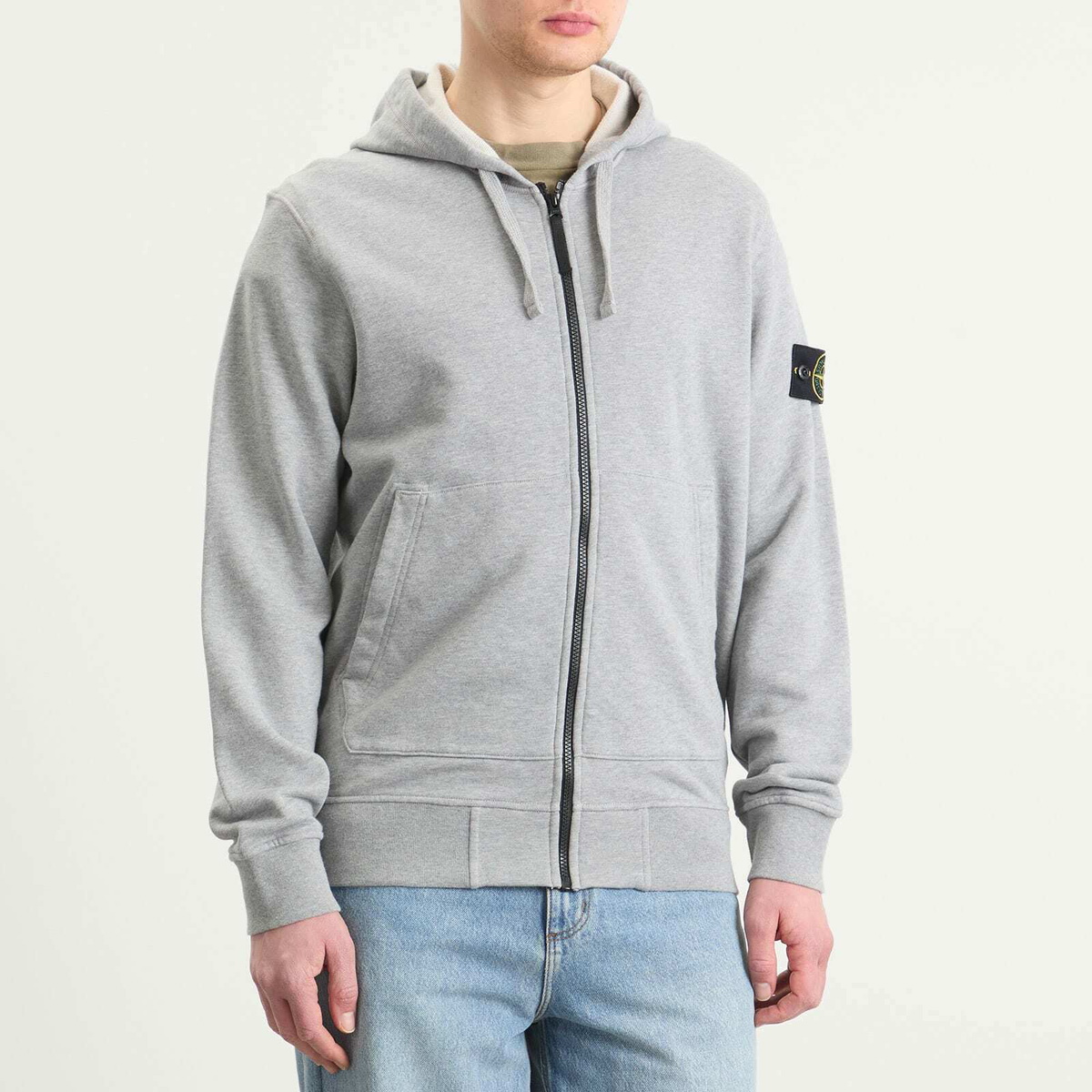 Stone Island Men's Garment Dyed Zip Hoodie in Melange Grey