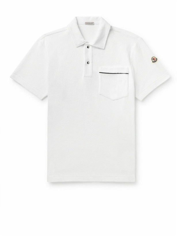 Photo: Moncler - Logo-Appliquéd Cotton-Terry Polo Shirt - White