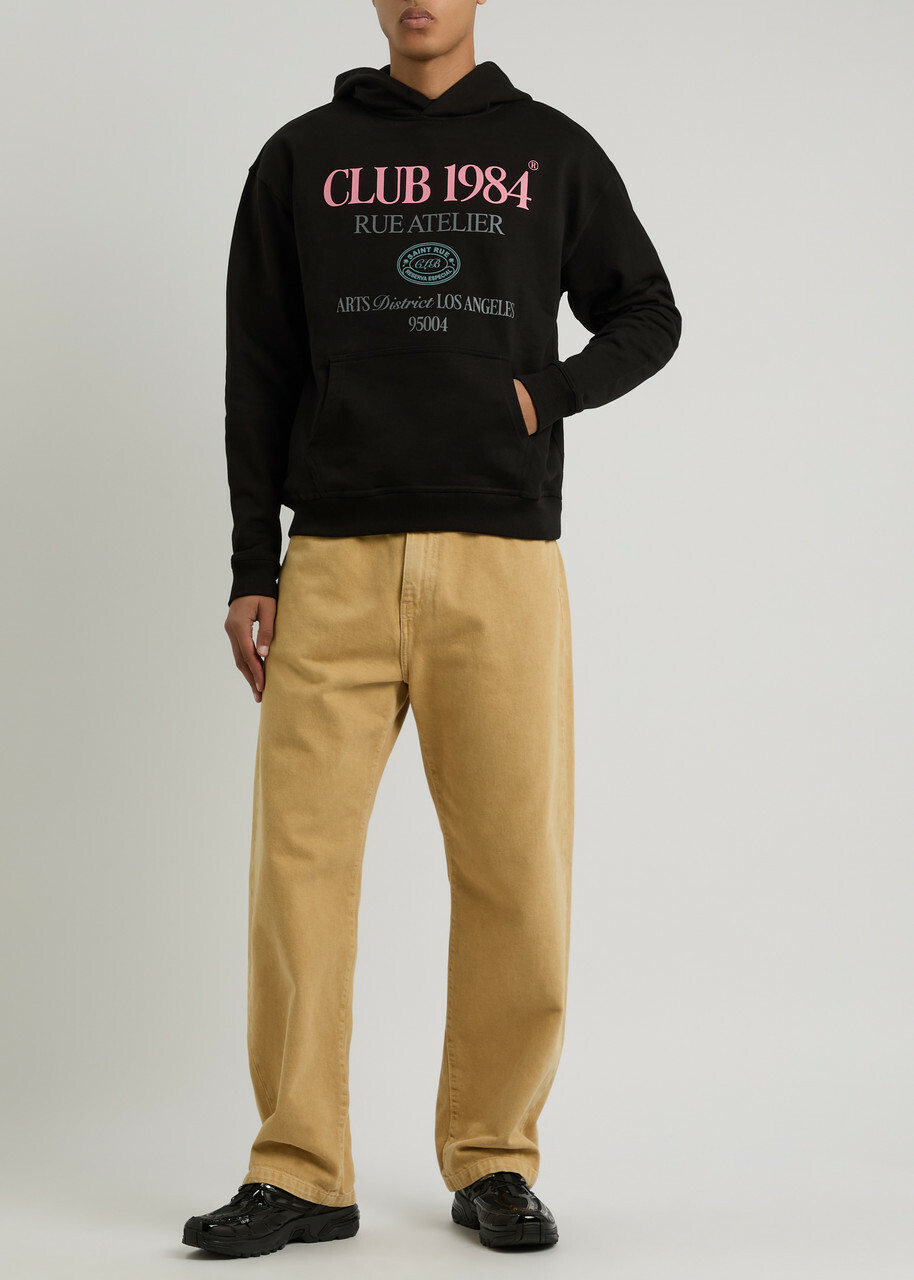 Club 1984 Art District Hooded Cotton Sweatshirt Black