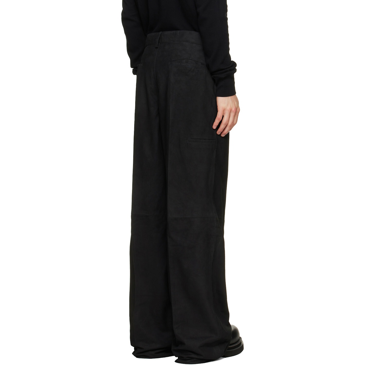 Rick Owens Black Tower Leather Work Pants