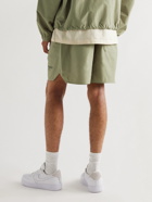 Fear of God Essentials - Wide-Leg Logo-Print Cotton-Blend Shell Drawstring Shorts - Green