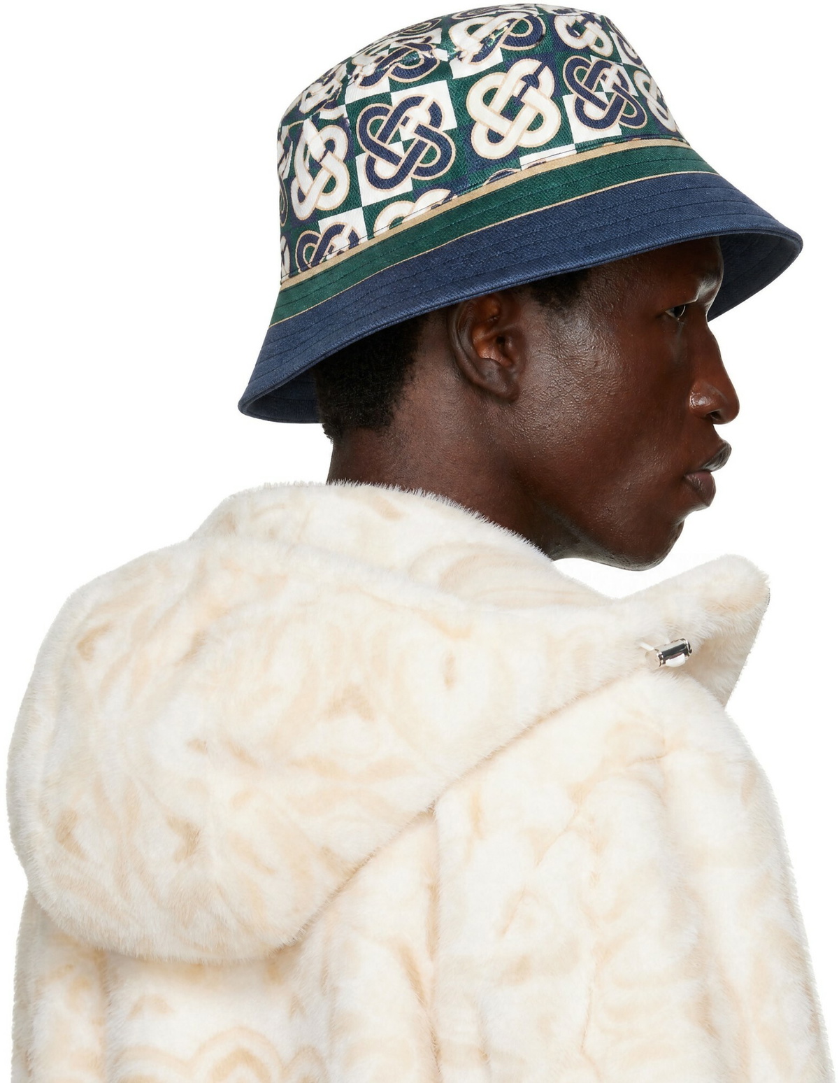 Casablanca Navy Printed Bucket Hat