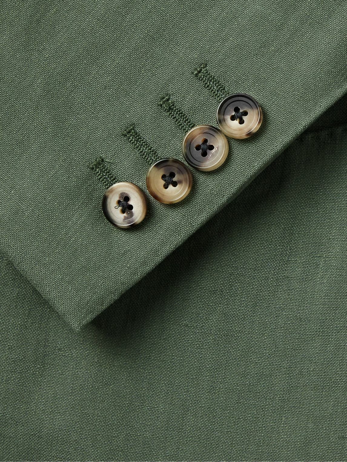 Thom Sweeney - Unstructured Double-Breasted Linen Suit Jacket - Green