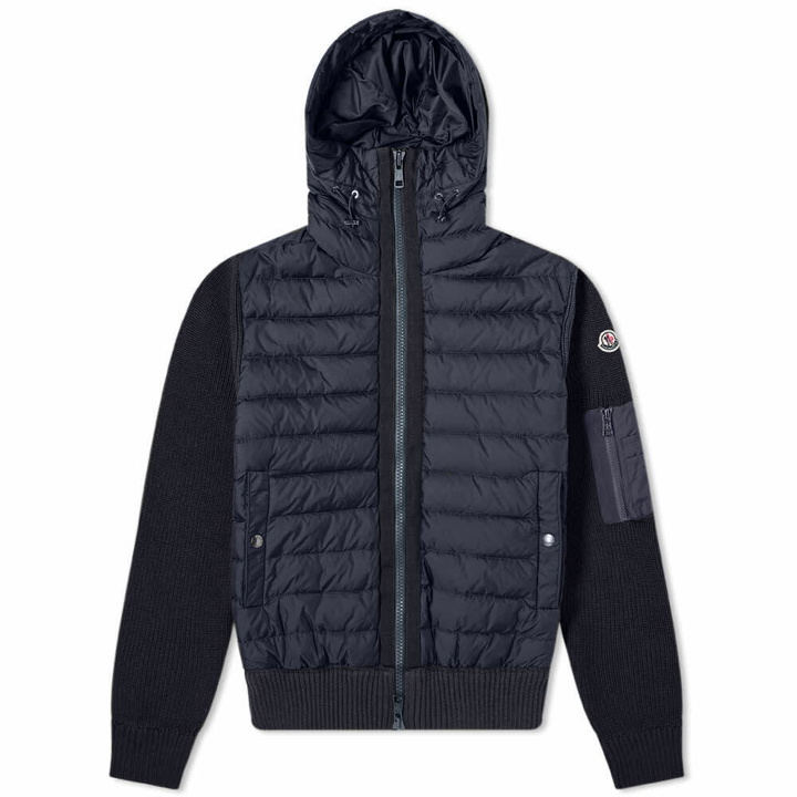 Photo: Moncler Men's Nylon Hooded Knit Down Jacket in Navy