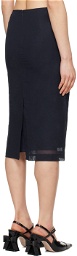 SHUSHU/TONG Navy Embroidered Midi Skirt
