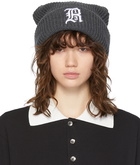 R13 Grey Oversized Embroidery Beanie