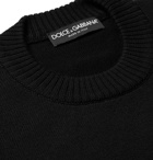 Dolce & Gabbana - Slim-Fit Appliquéd Wool Sweater - Black