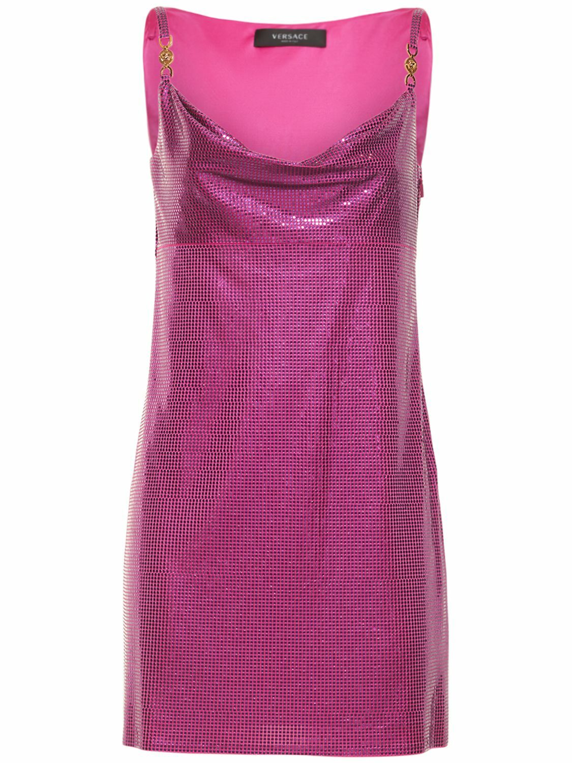 VERSACE - Embellished Viscose Mini Dress Versace