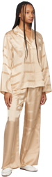 Totême Beige Silk Monogram PJ Lounge Pants