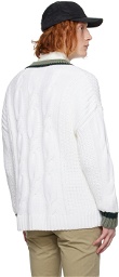 BOSS White V-Neck Sweater