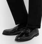 Loewe - Collapsible-Heel Croc-Effect and Full-Grain Leather Penny Loafers - Black
