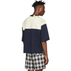 N.Hoolywood Off-White and Navy Colorblock T-Shirt