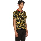 Versace Black and Gold Brocade Print T-Shirt