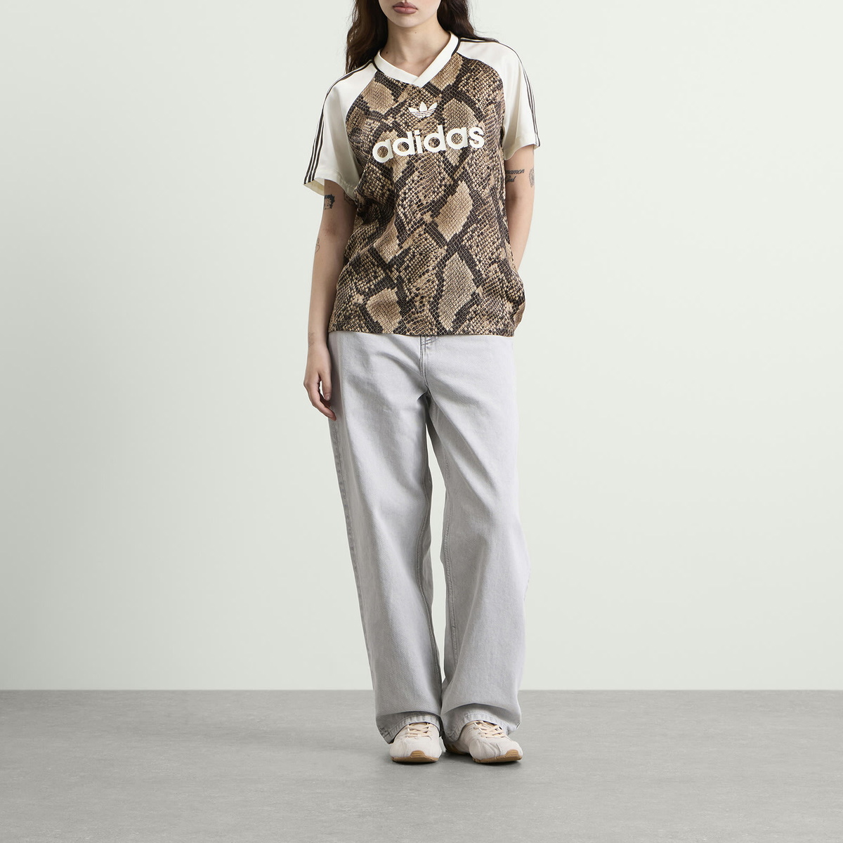 Adidas Women's Satin Jersey in Linen/Magic Beige