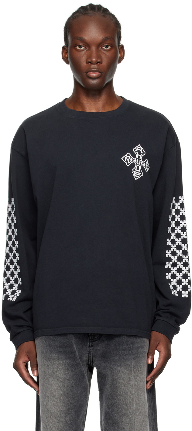 Rhude Black Cross Long Sleeve T-Shirt Rhude