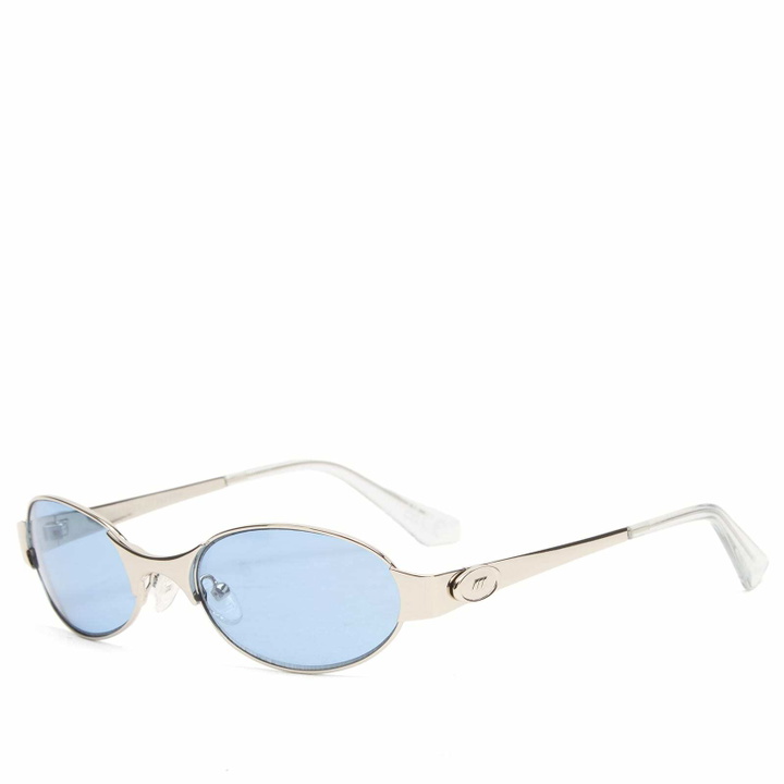 Photo: Le Specs Frostbite Sunglasses in Silver/Blue Tint 