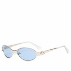 Le Specs Frostbite Sunglasses in Silver/Blue Tint 