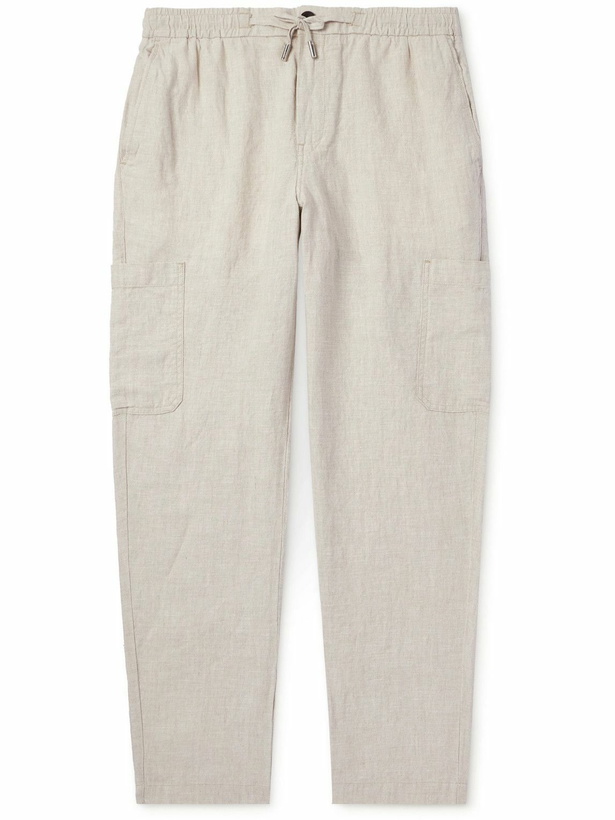 Photo: Mr P. - Tapered Linen Drawstring Cargo Trousers - Neutrals