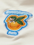 Casablanca - Embroidered Cotton-Jersey Hoodie - White